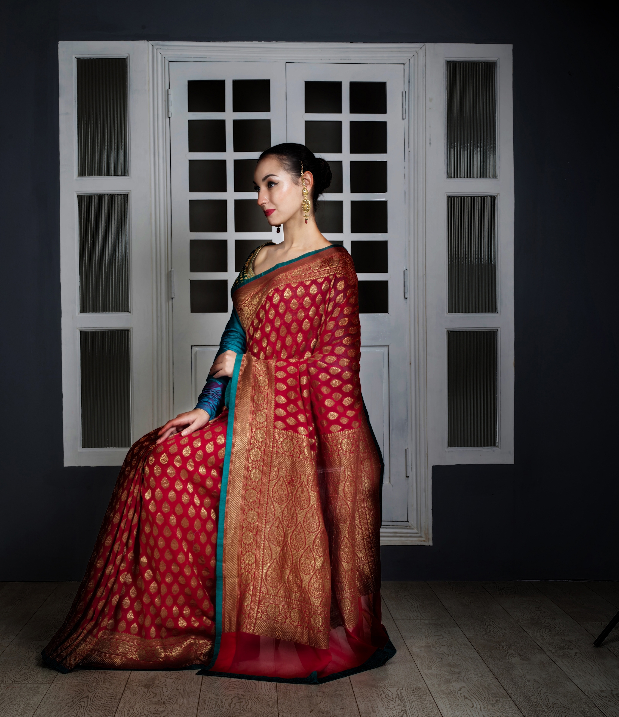 Buy MEGHKIRIT FASHION Embroidered Banarasi Georgette Black Sarees Online @  Best Price In India | Flipkart.com
