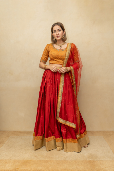 Ivory Orange Lehenga, Indian Designer Lehenga, Wedding Lehenga, Crop Top  Skirt, Bridesmaids Lehenga, Girl's Lehenga, Mom Daughter Lehenga - Etsy