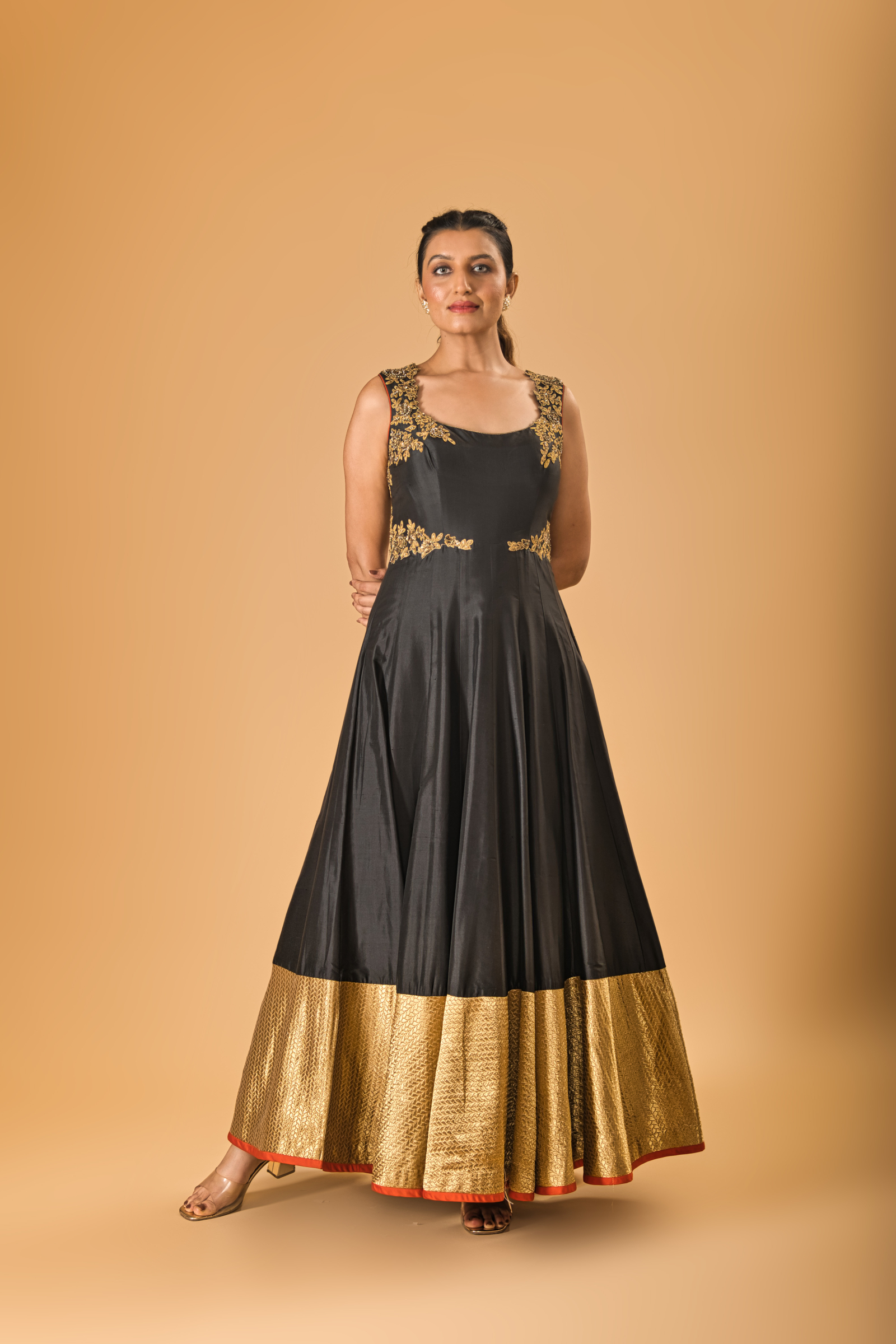 Black And Gold Silk Gown