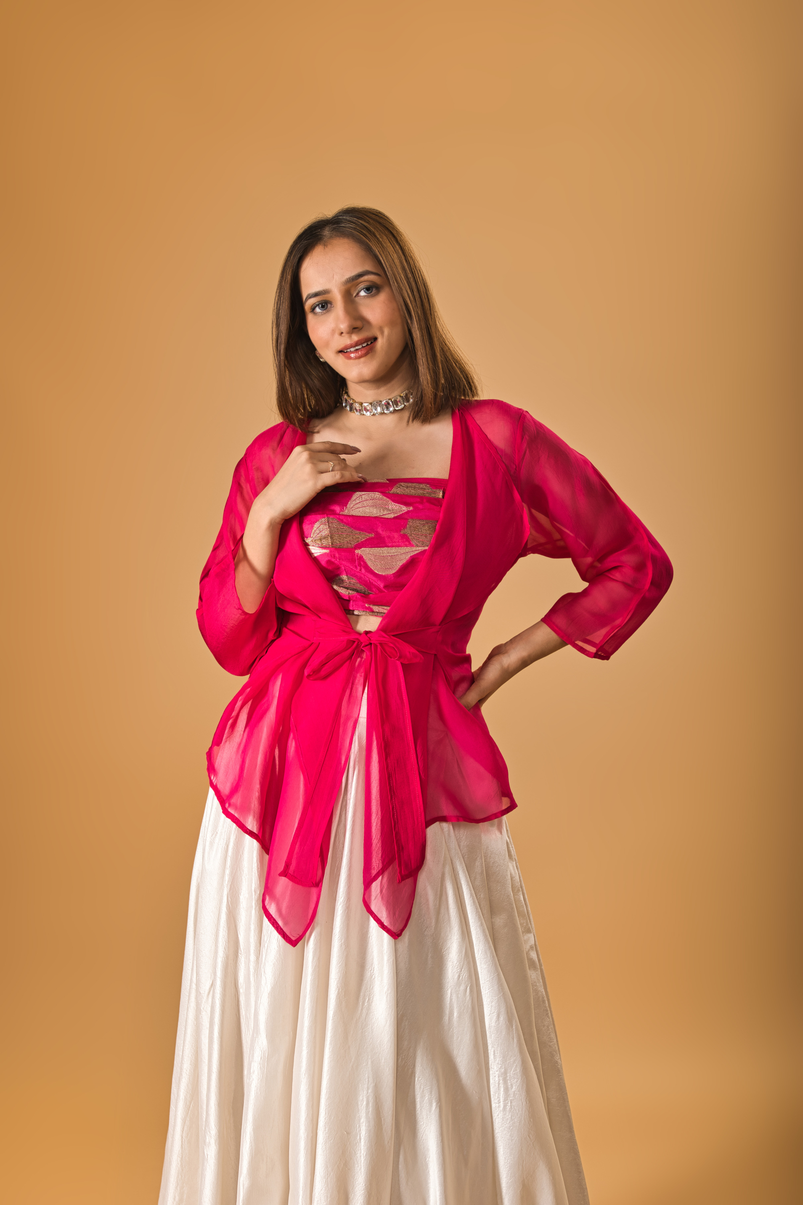 Pink Soft Organza Shrug